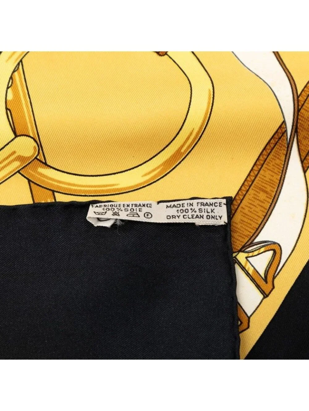 Hermes Carre 90 Eperon D'or Yellow Gold Spurs Scarf Black Silk - Picture 9 of 9